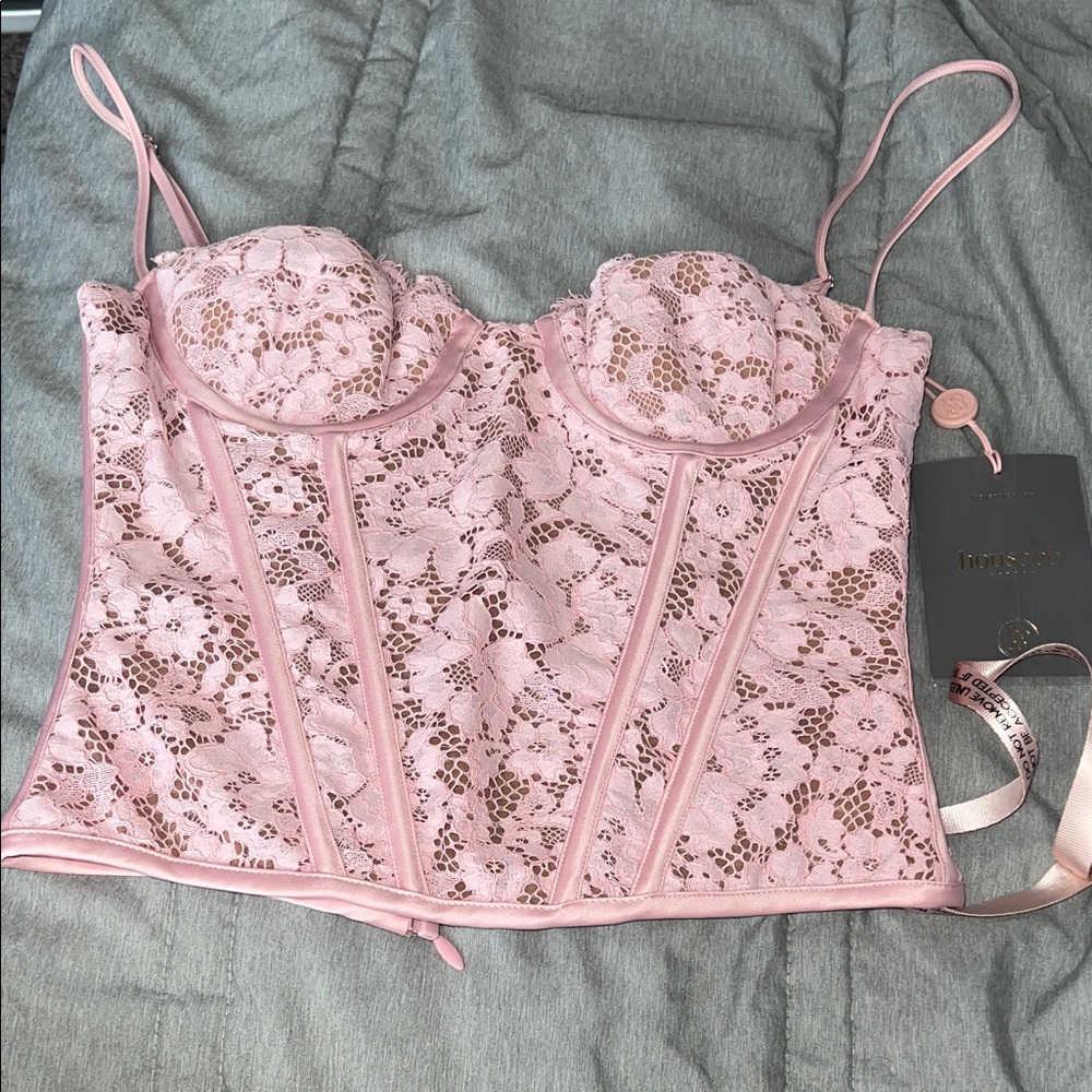 House of CB Mila Pink Lace Bustier Top